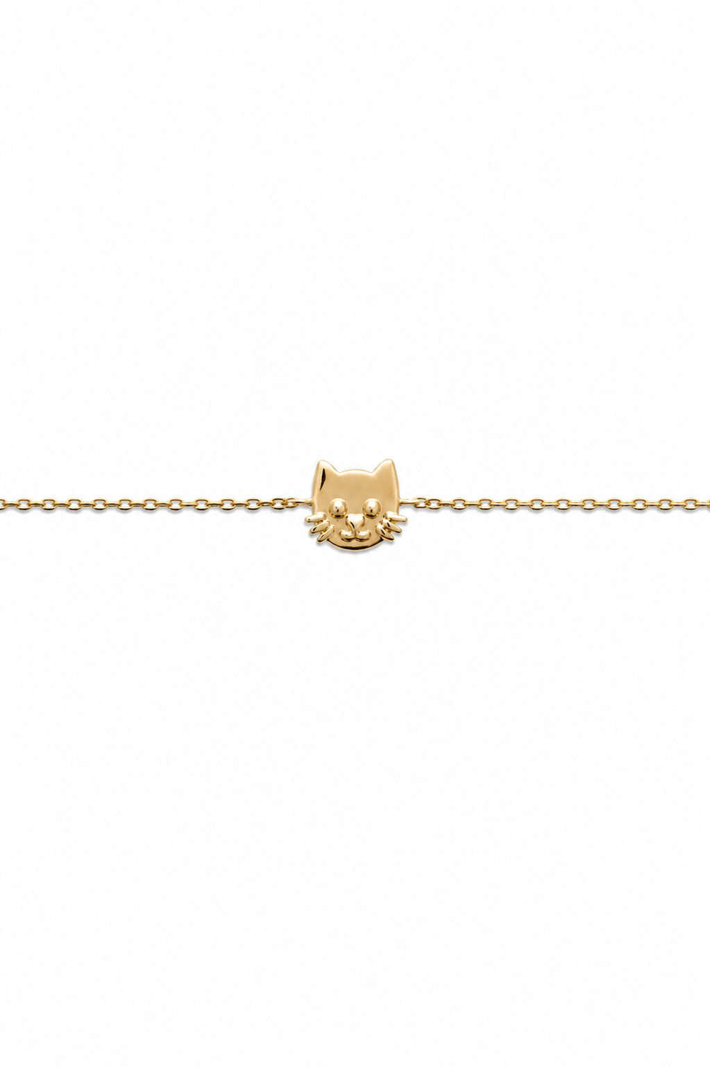 Bracelet pour enfant doré chat - Bijou sur fond blanc
