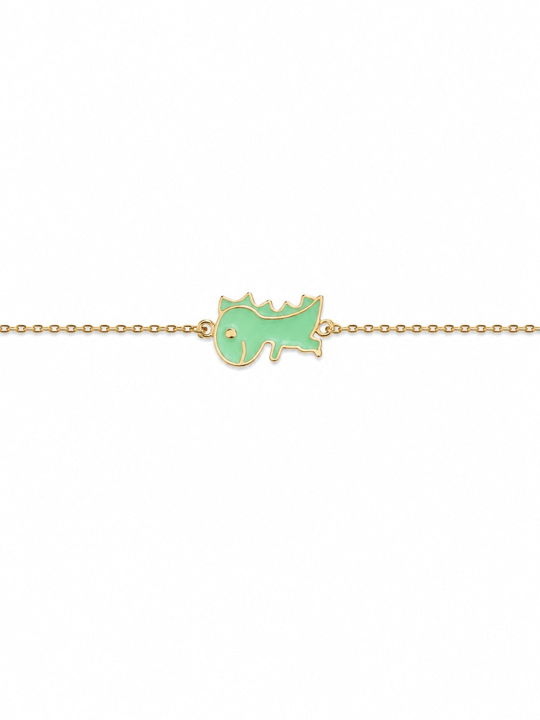 Bracelet pour enfant doré dinosaure - Bijou sur fond blanc