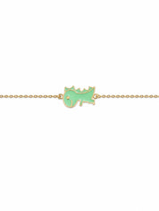 Bracelet pour enfant doré dinosaure - Bijou sur fond blanc