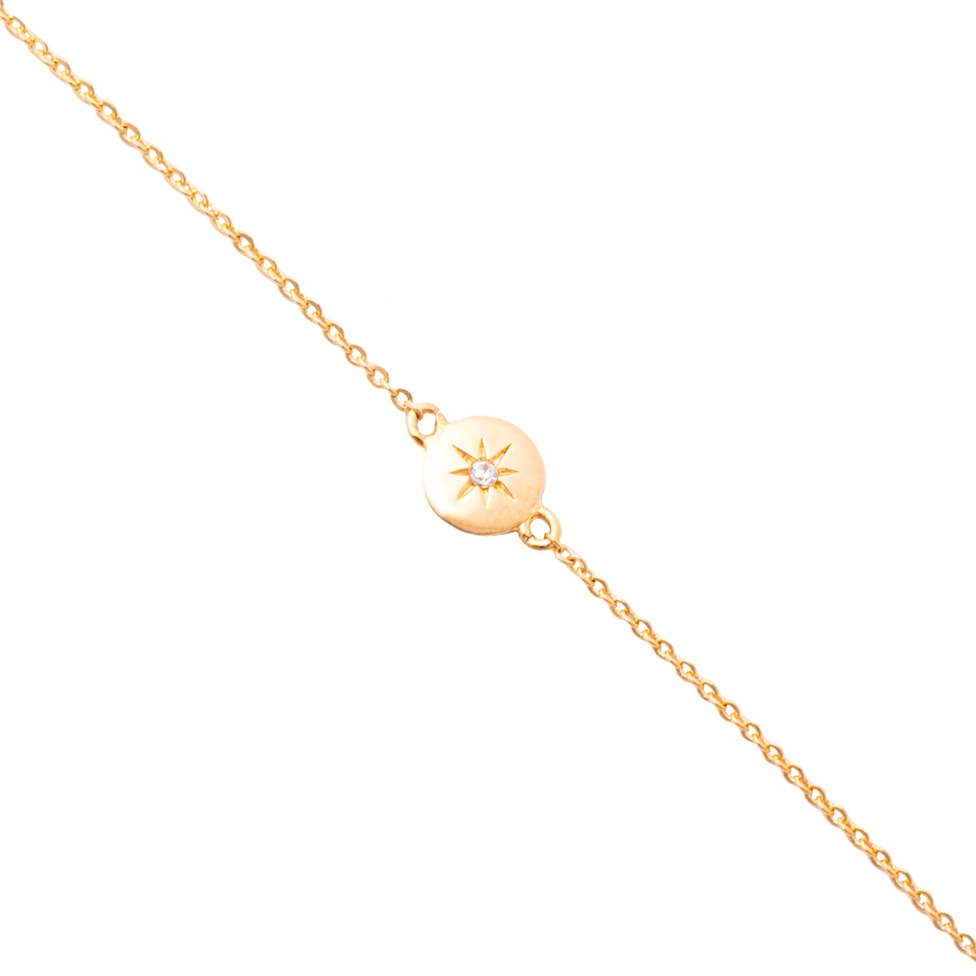 Bracelet doré Ginevra étoile polaire zircon - Bijou photographié sur fond blanc