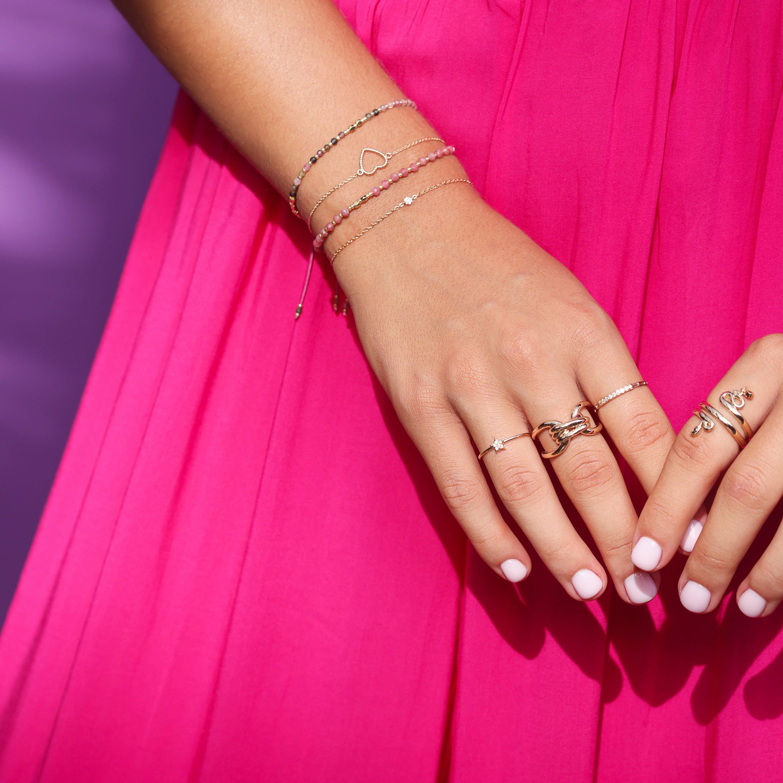 Bracelet doré Jael zircons ajustable - Bijou porté