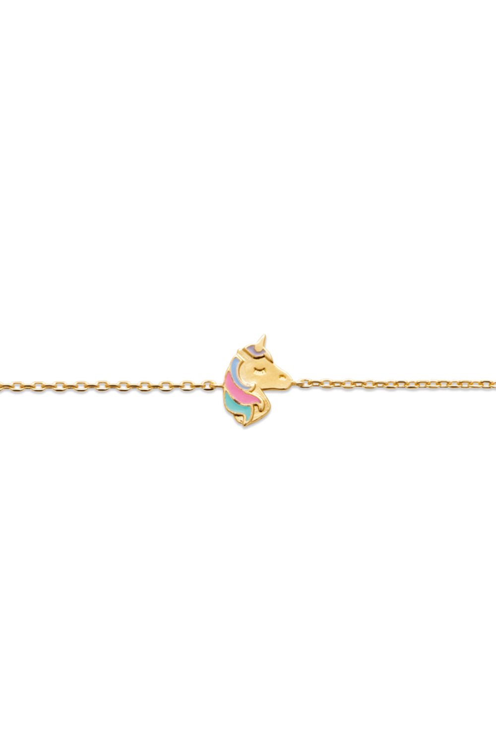 Bracelet pour enfant doré licorne - Bijou photographié sur fond blanc