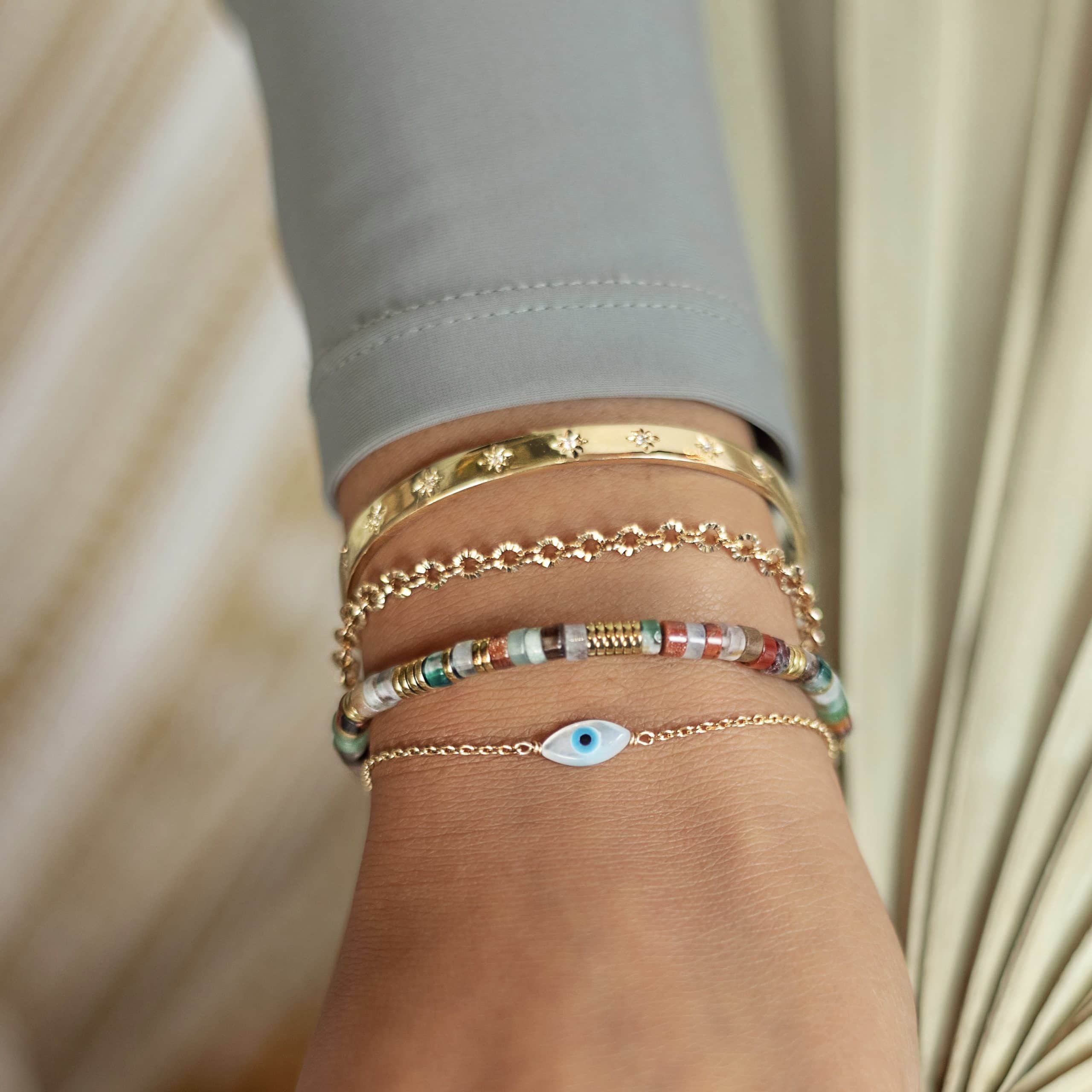 Bracelet doré pierres naturelles Nita agate indienne - Bijou porté