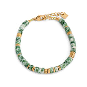 Bracelet doré pierres naturelles Nita agate mousse - Bijou sur fond blanc