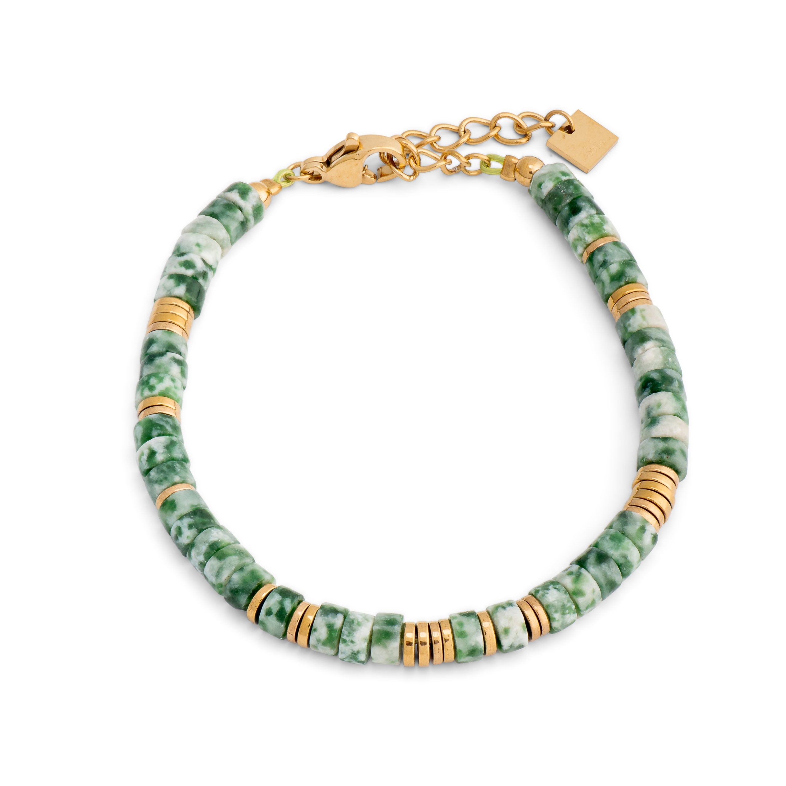 Bracelet doré pierres naturelles Nita agate mousse - Bijou sur fond blanc