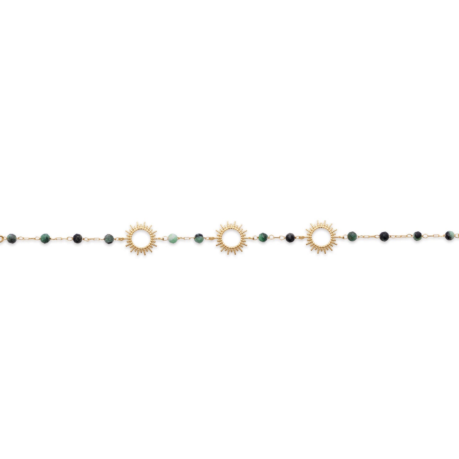 Bracelet doré Shams perles en rubis zoïsite - Bijou sur fond blanc
