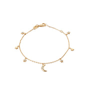 Bracelet doré Stella pampilles lune et étoiles avec zircons - Bijou photographié sur fond blanc