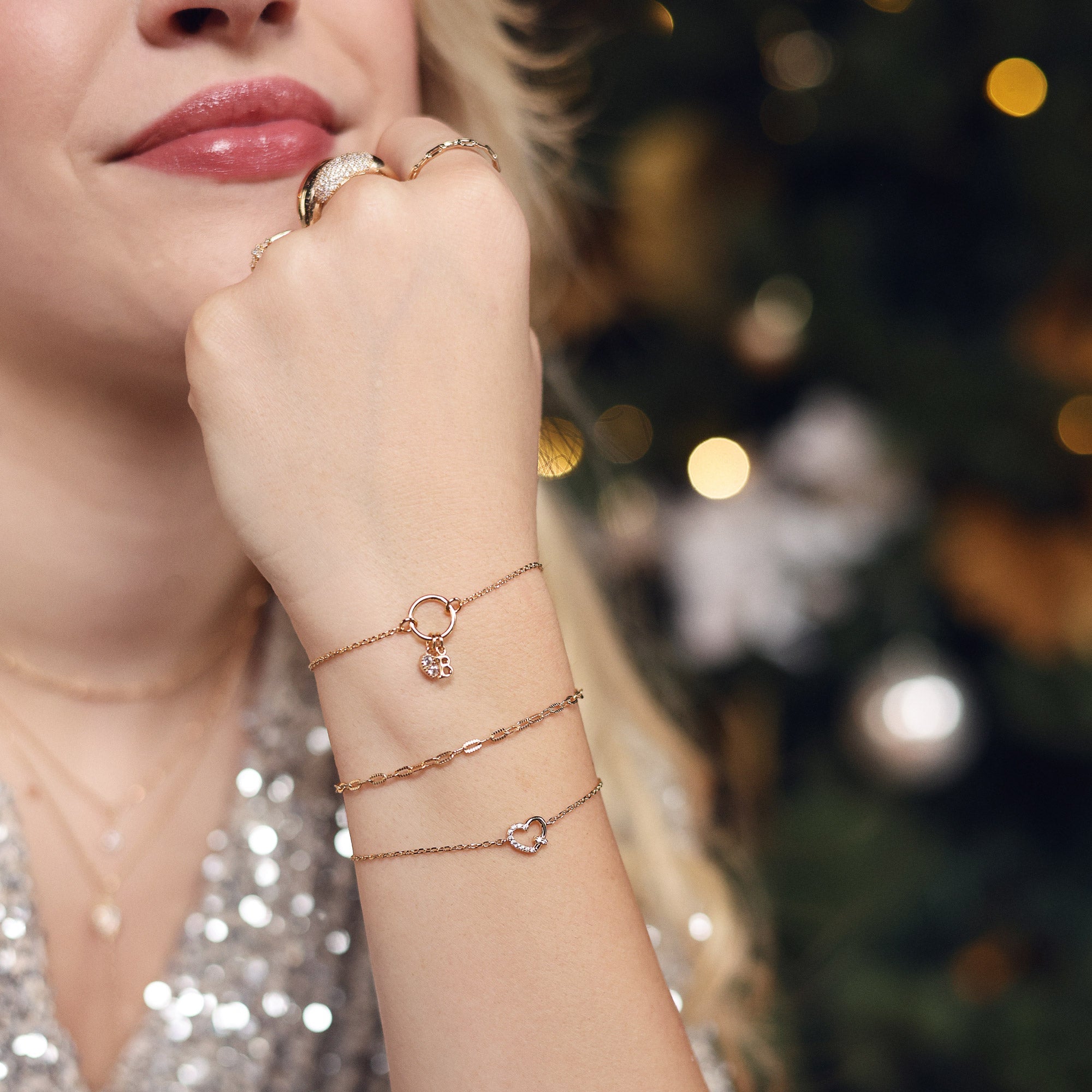  Bracelet doré Taylor cœur zircons - Bijou porté