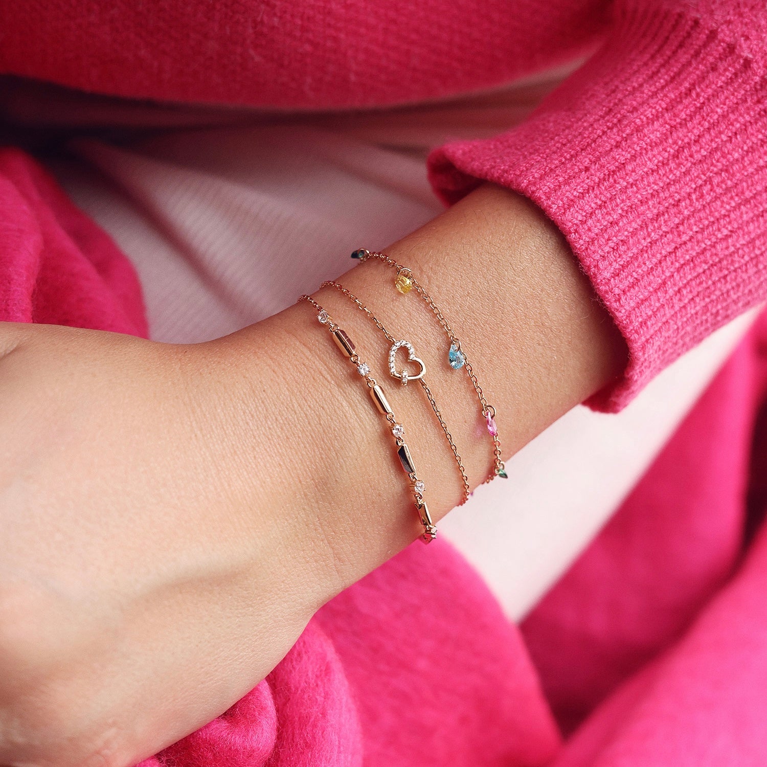  Bracelet doré Taylor cœur zircons - Bijou porté