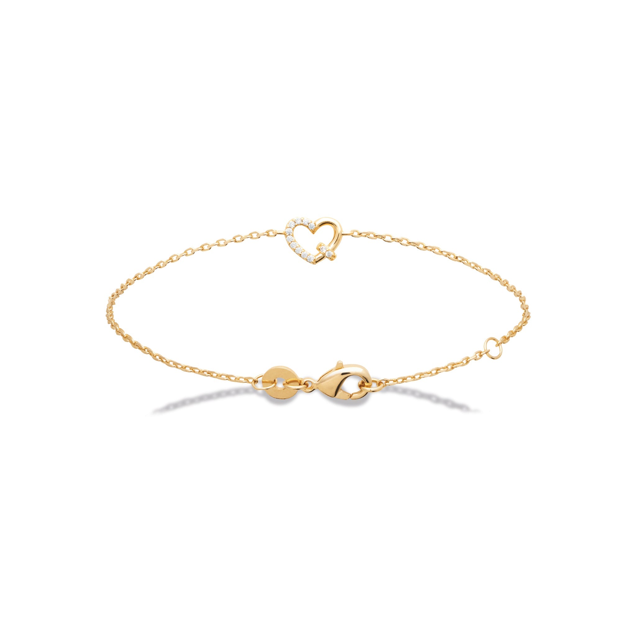  Bracelet doré Taylor cœur zircons - Bijou photographié sur fond blanc