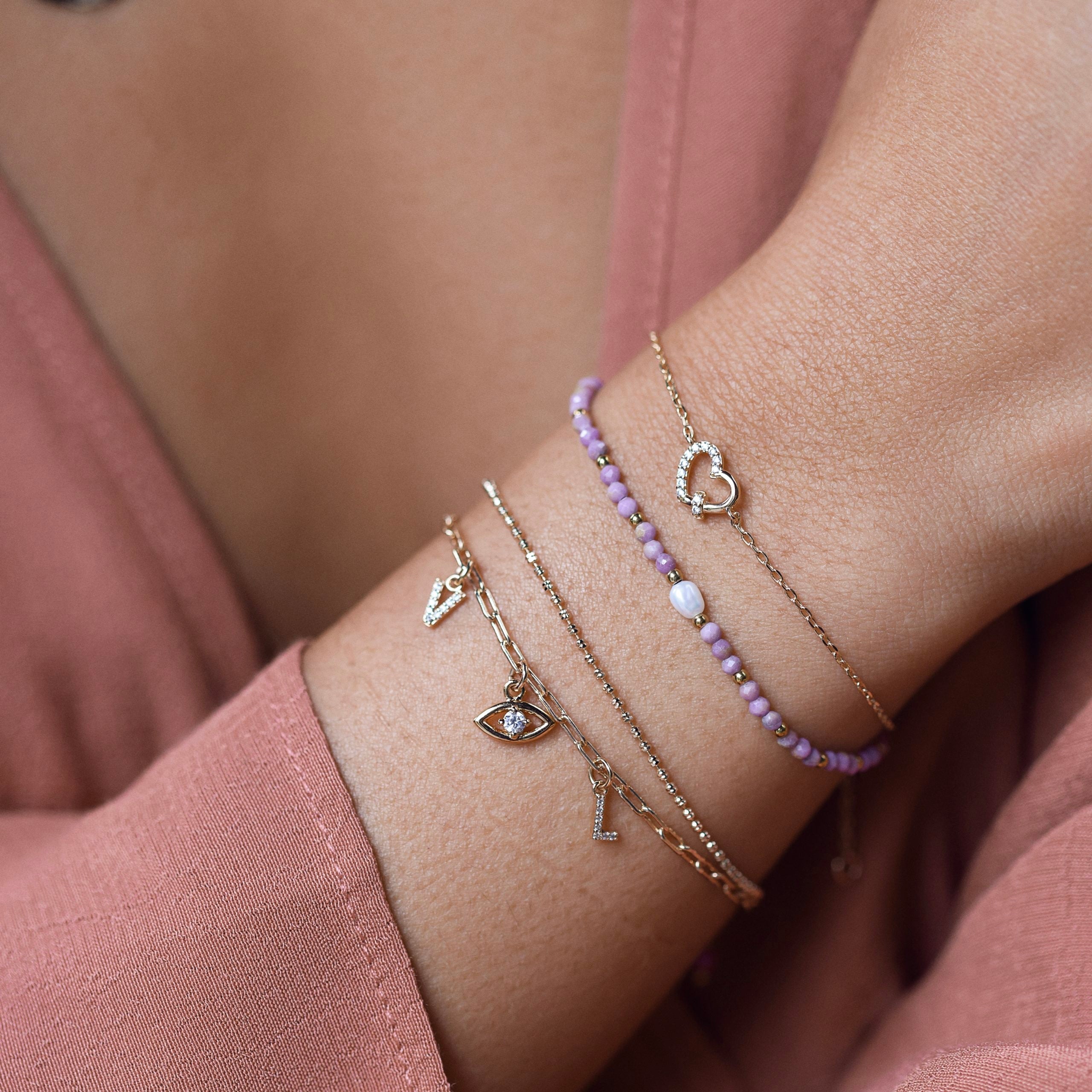  Bracelet doré Taylor cœur zircons - Bijou porté