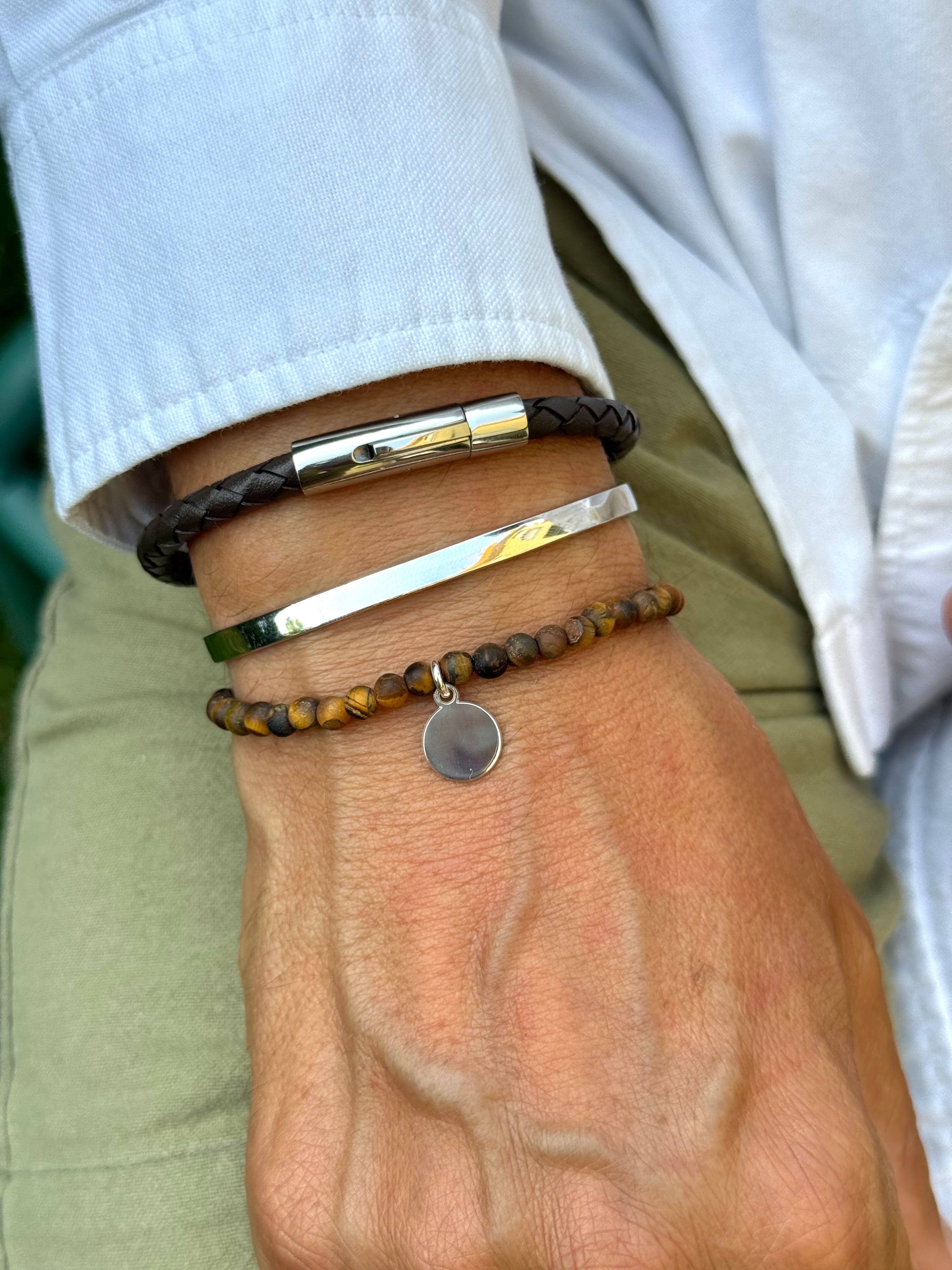 Bracelet pour homme en cuir tressé Harry - Bijou porté