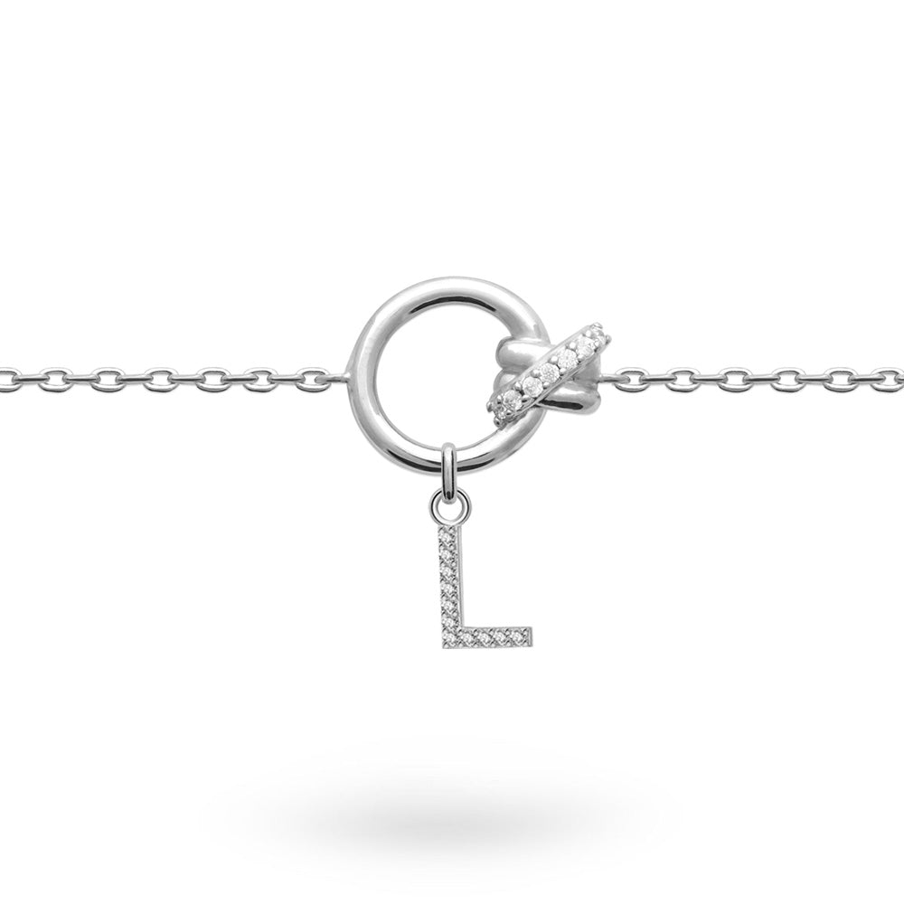 Bracelet personnalisable argent initiales et charms Kaïs - Bijou sur fond blanc