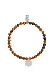 Bracelet personnalisable oeil de tigre pour médaille à graver argent Léo 4 mm