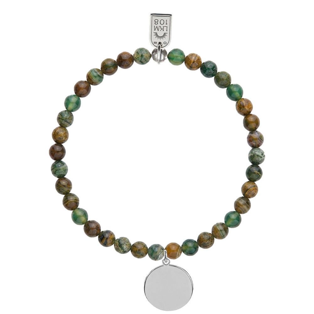 Bracelet personnalisable jaspe pour médaille à graver argent Léo 6 mm - Bijou sur fond blanc