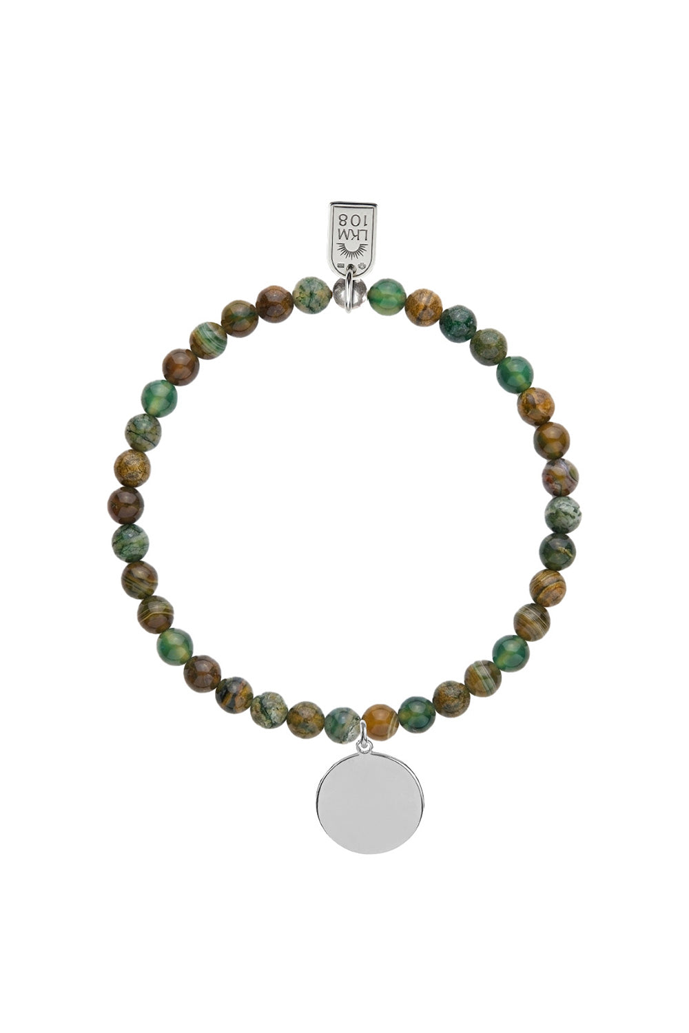 Bracelet personnalisable jaspe pour médaille à graver argent Léo 6 mm - Bijou sur fond blanc