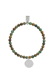 Bracelet personnalisable jaspe pour médaille à graver argent Léo 6 mm - Bijou sur fond blanc