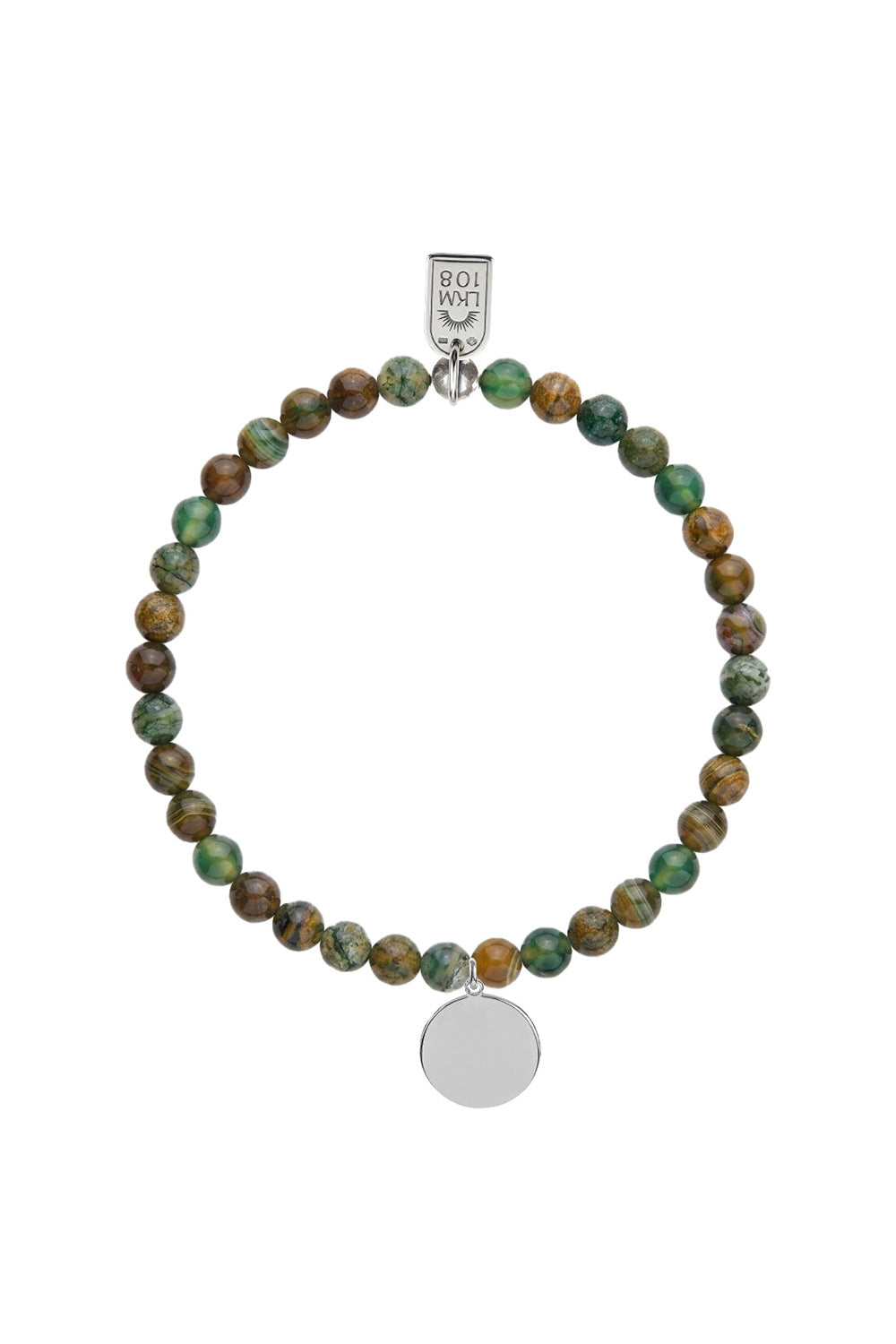 Bracelet personnalisable rubis zoisite pour médaille à graver argent Léo 4 mm - Bijou sur fond blanc