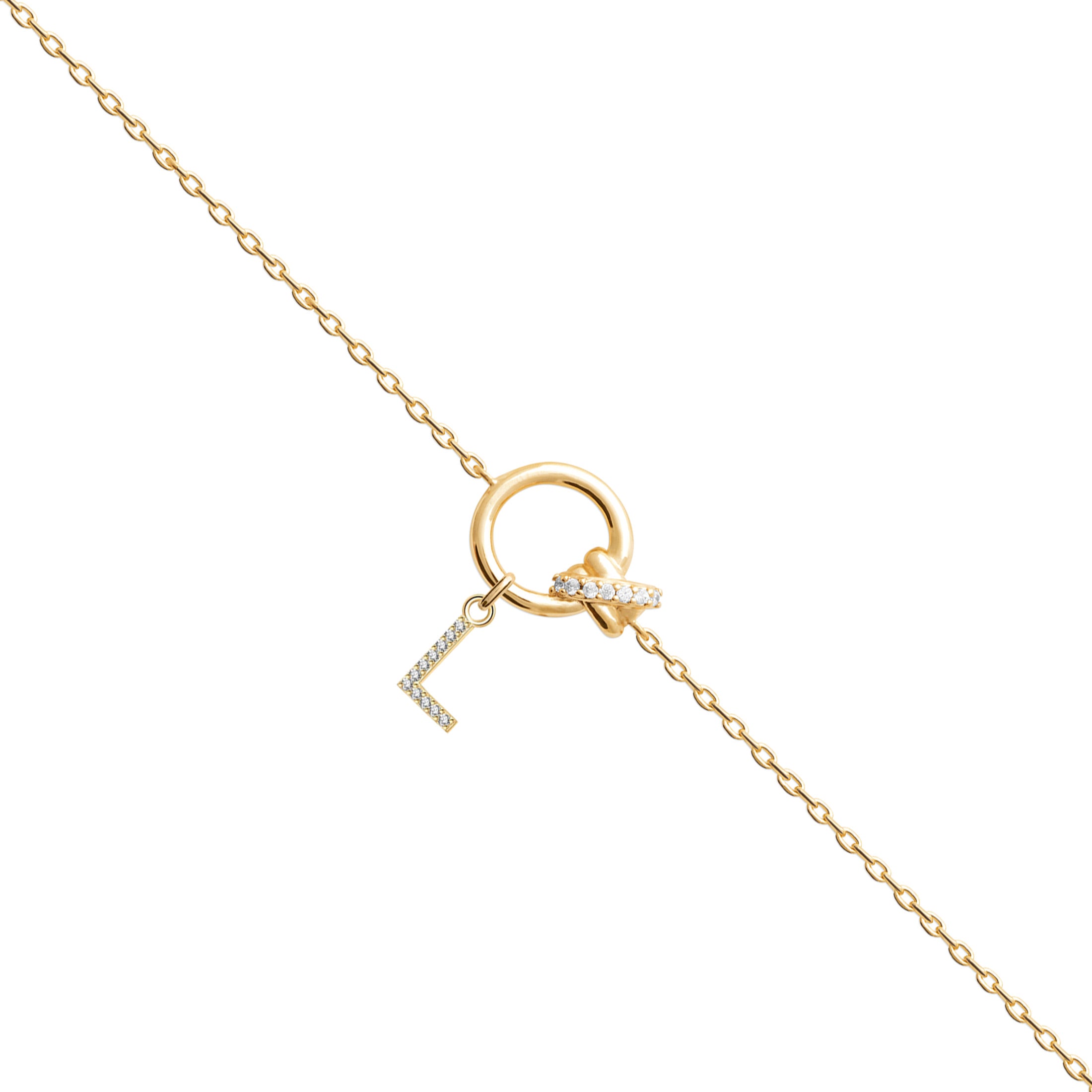 Bracelet personnalisable doré initiales et charms Kaïs - Bijou sur fond blanc