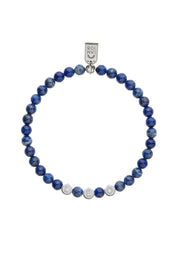 Bracelet personnalisable lapis lazuli pour perles initiales argent Léo 4 mm - Bijou sur fond blanc