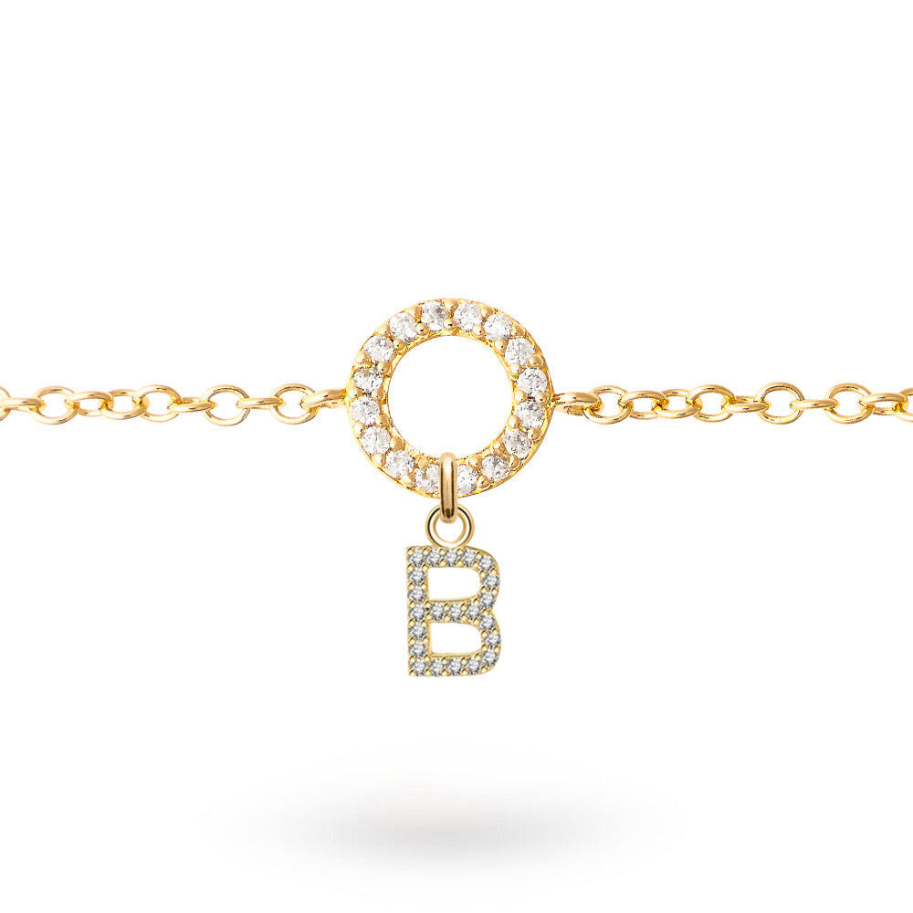 Bracelet personnalisable doré et zircons Betty - Bijou sur fond blanc