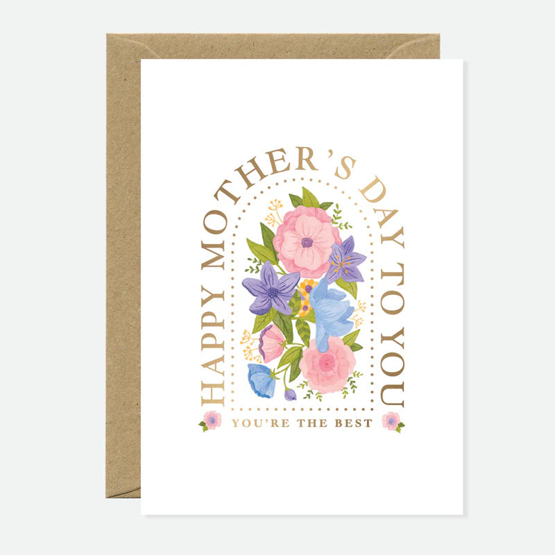 Carte pour la fête des mères en papier naturel blanc avec des fleurs - Papeterie