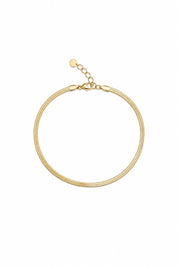 Chaîne de cheville dorée Miroir chaîne plate - Bijou sur fond blanc