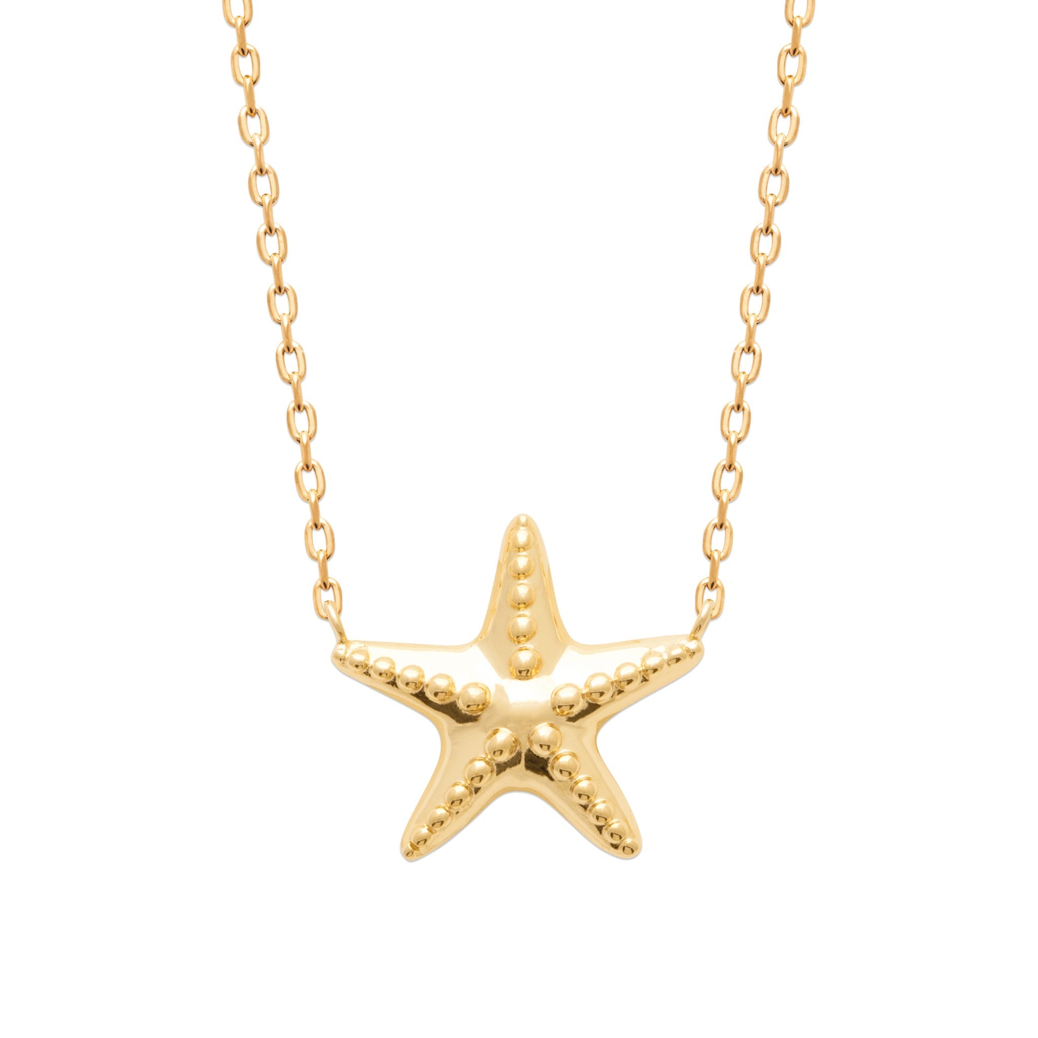 Collier doré Hazel pendentif étoile de mer - Bijou photographié sur fond blanc