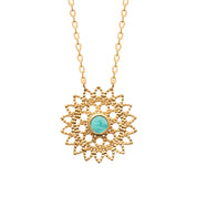 Collier doré Louison mandala avec amazonite - Bijou photographié sur fond blanc