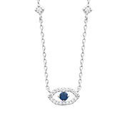 Collier en argent Aymane pendentif œil serti de zircons - Bijou photographié sur fond blanc