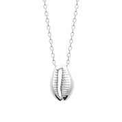Collier argent Cauri pendentif coquillage - Bijou photographié sur fond blanc
