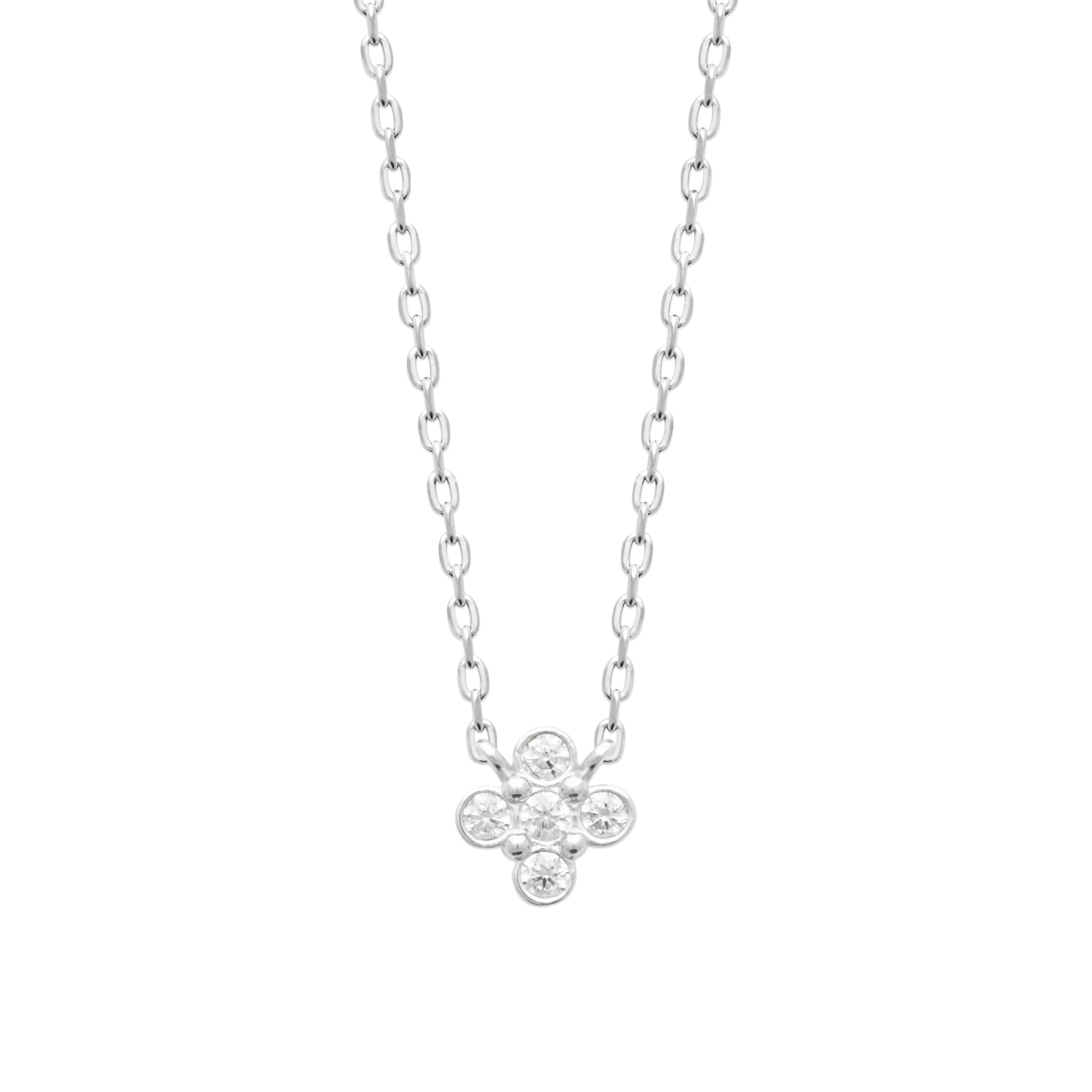Collier argent Elena fleur zircons - Bijou photographié sur fond blanc