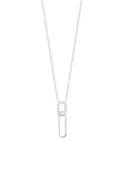 Collier argent Nadja pendentif trombone serti de zircons - Bijou photographié sur fond blanc