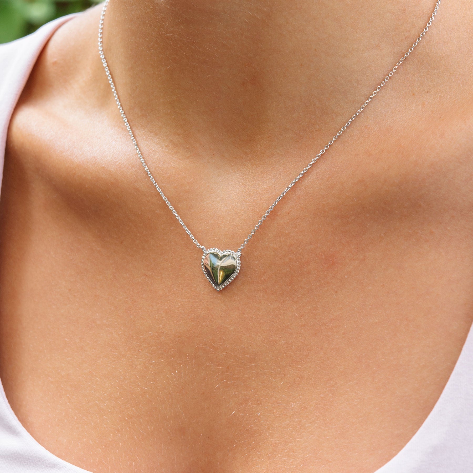 Collier Coeur en argent pendentif coeur - Bijou porté