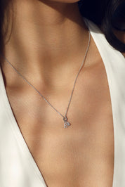 Collier personnalisable en argent Jane anneau avec pendentif zircon en forme de goutte - Bijou porté