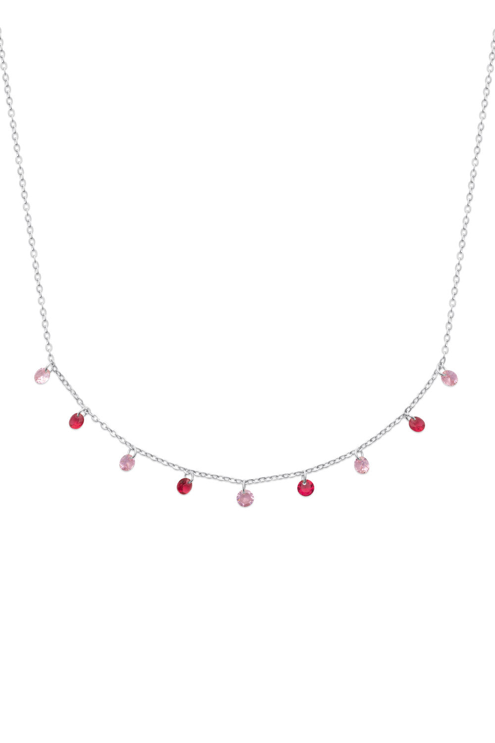 Collier en argent Lise rose pampilles zircons rose - Bijou photographié sur fond blanc