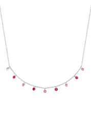 Collier en argent Lise rose pampilles zircons rose - Bijou photographié sur fond blanc