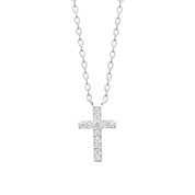 Collier argent Maria croix zircons - Bijou photographié sur fond blanc