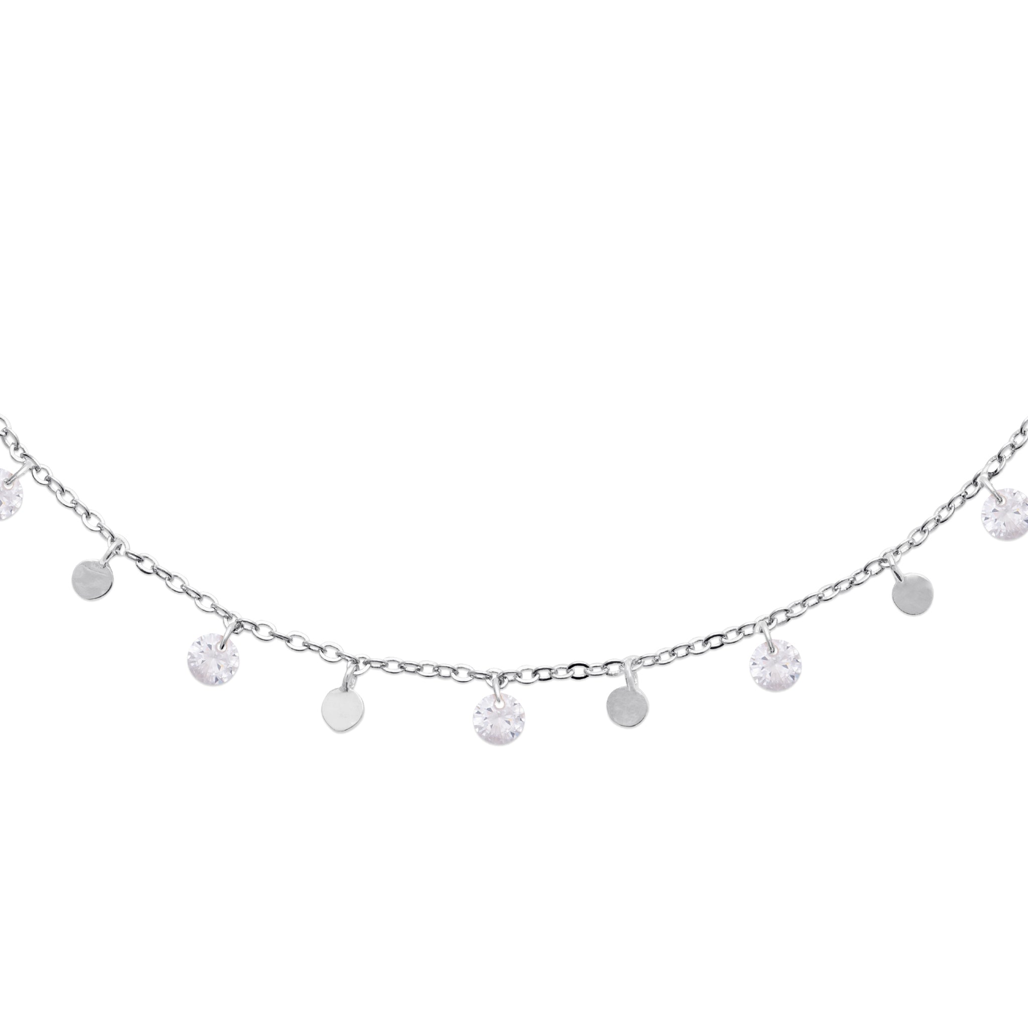 Collier en argent Mimi pampilles pastilles rondes et zircons - Bijou photographié sur fond blanc
