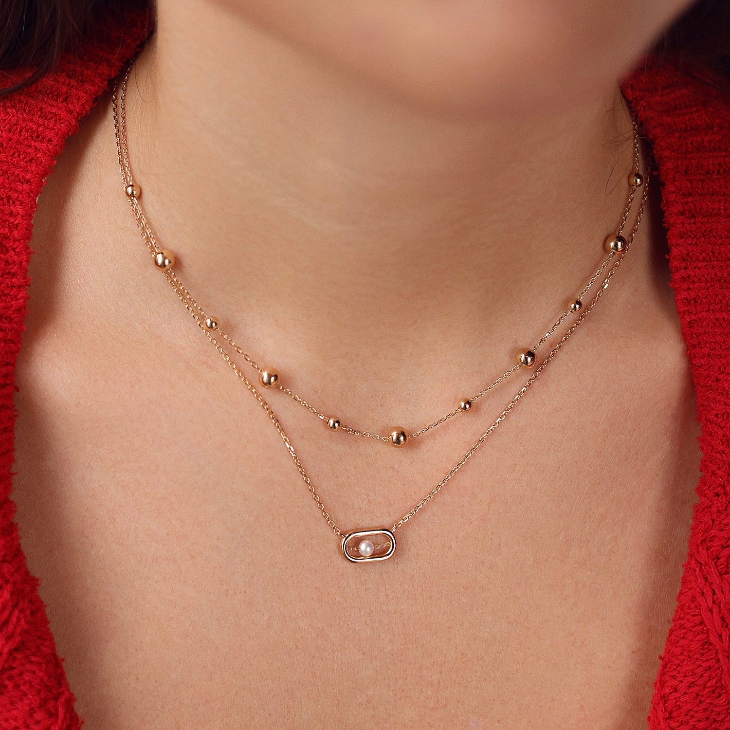 Collier doré nacre Audrey - Bijou porté