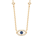  Collier doré Aymane pendentif œil serti de zircons - Bijou photographié sur fond blanc