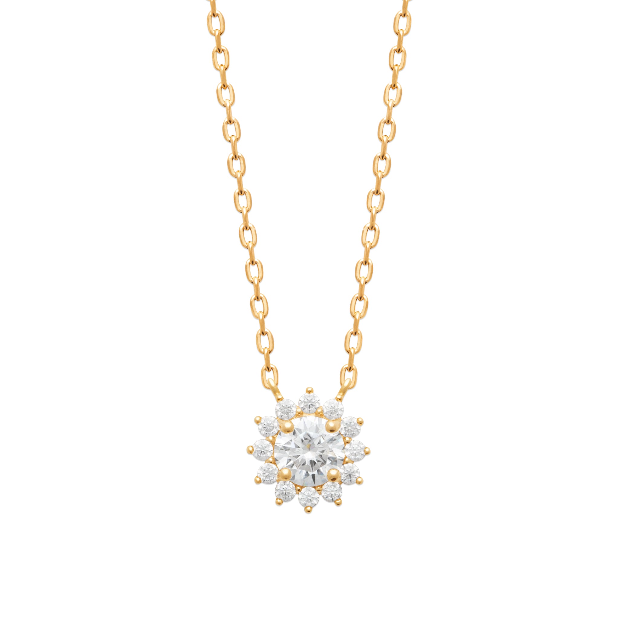 Collier doré zircons blanc Bénédicte - Bijou sur fond blanc