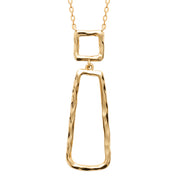 Collier doré Christina pendentif formes géométriques martelées - Bijou photographié sur fond blanc
