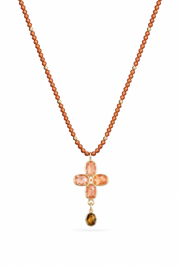 Collier doré Kassya quartz orange