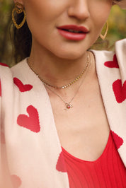 Collier doré Lilou passion personnalisable avec pendentif cœur rouge - Bijou porté