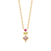 Collier doré zircons colorés Ludivine - Bijou photographié sur fond blanc