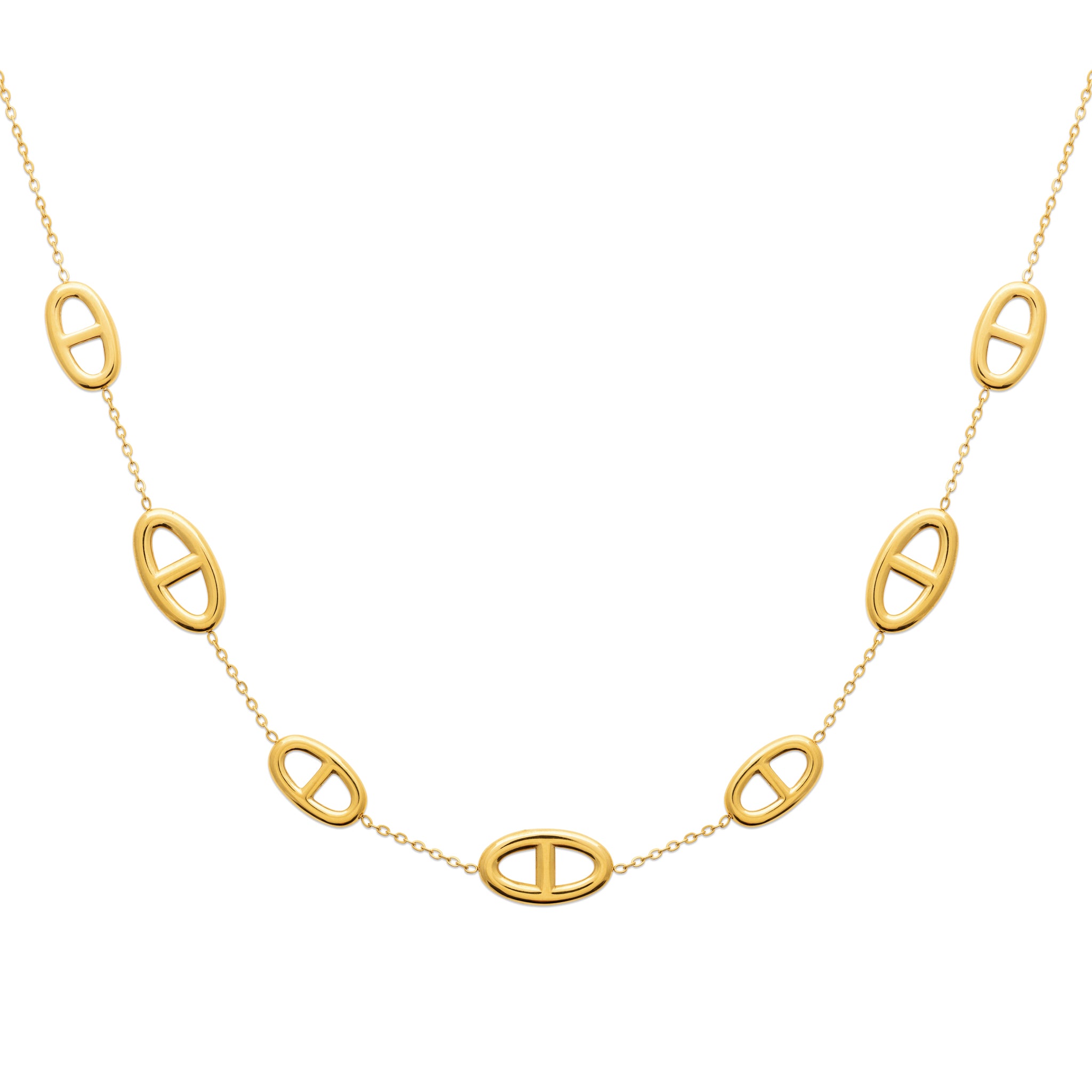  Collier doré Zaira en maille marine - Bijou photographié sur fond blanc