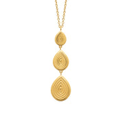 Collier doré Zaniah orné de trois gouttes texturées - Bijou sur fond blanc