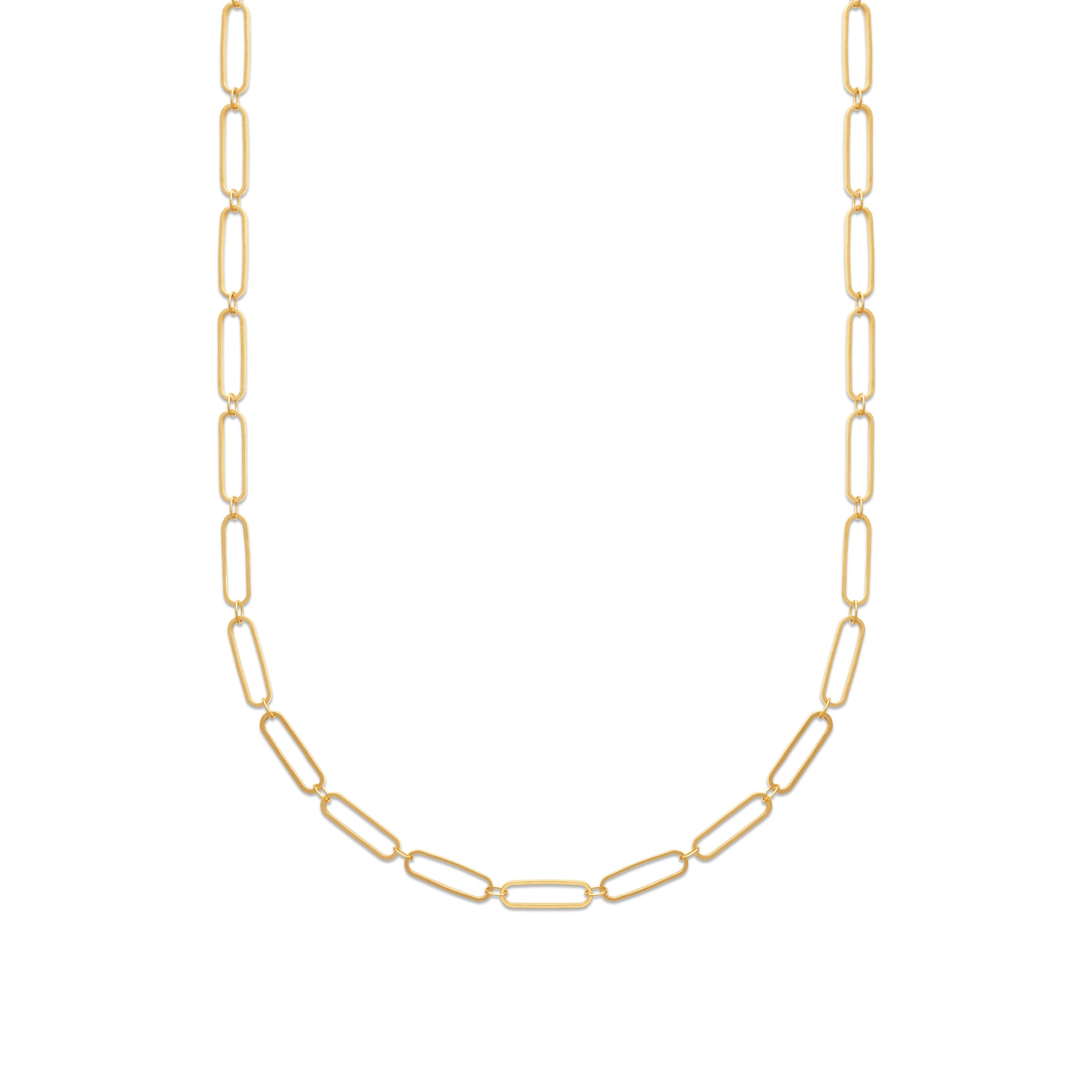 Collier doré Abby en maille rectangles ovalisés - Bijou photographié sur fond blanc