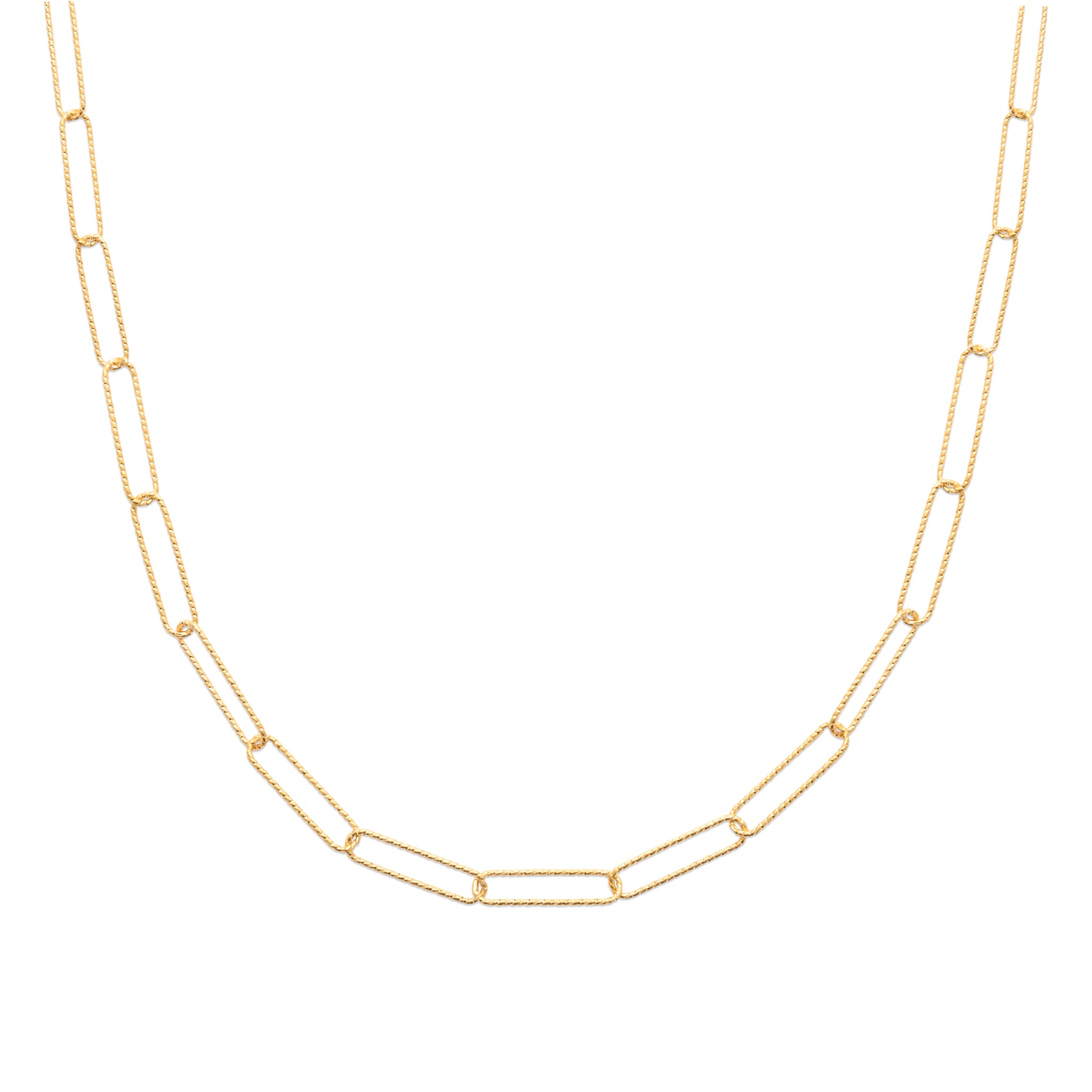 Collier doré Abby Diamant L maille fine martelée - Bijou sur fond blanc